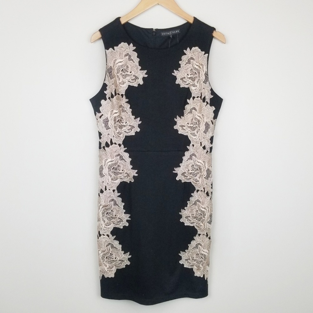 Fifth & Park Black Lace Sheath Dress size Small